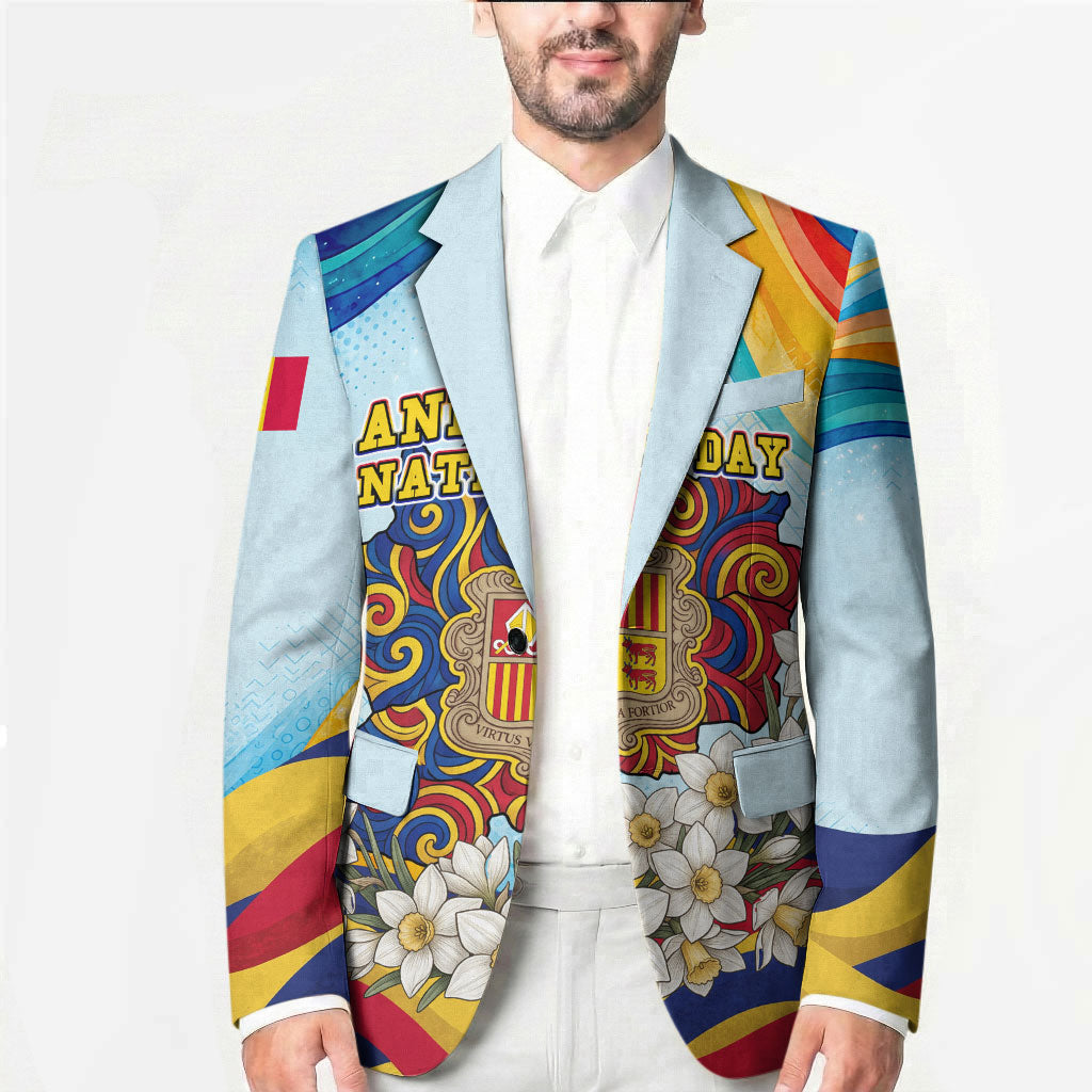 Andorra National Day Blazer Coat Of Arms Daffodil Flower Cultural Heritage
