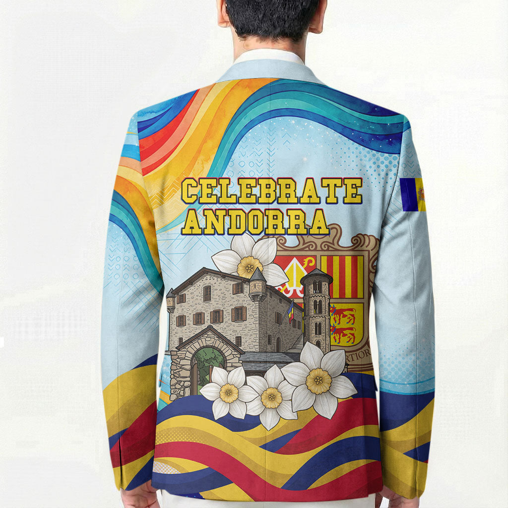 Andorra National Day Blazer Coat Of Arms Daffodil Flower Cultural Heritage