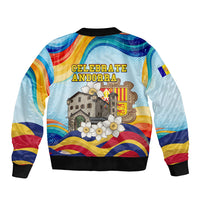Andorra National Day Bomber Jacket Coat Of Arms Daffodil Flower Cultural Heritage