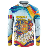 Andorra National Day Button Sweatshirt Coat Of Arms Daffodil Flower Cultural Heritage