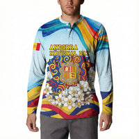 Andorra National Day Button Sweatshirt Coat Of Arms Daffodil Flower Cultural Heritage