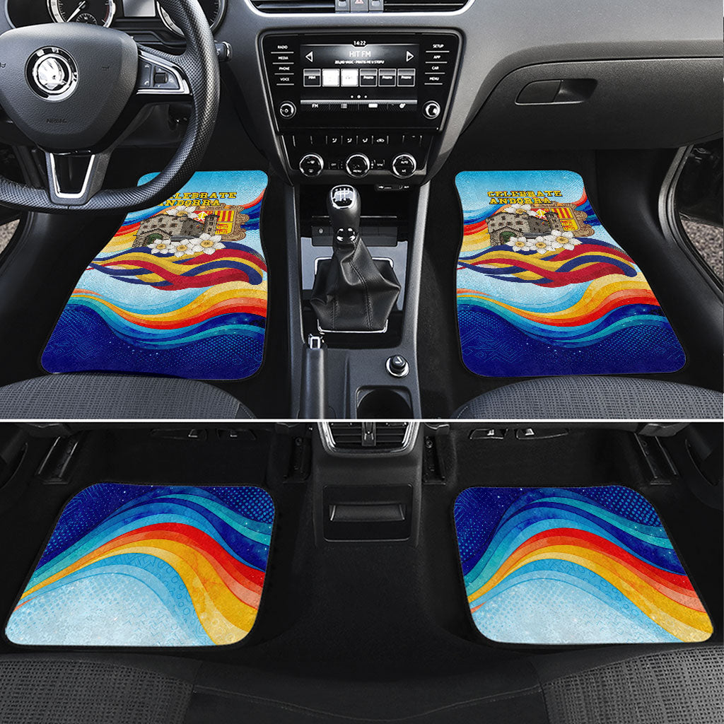 Andorra National Day Car Mats Coat Of Arms Daffodil Flower Cultural Heritage