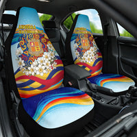 Andorra National Day Car Seat Cover Coat Of Arms Daffodil Flower Cultural Heritage