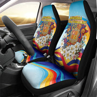 Andorra National Day Car Seat Cover Coat Of Arms Daffodil Flower Cultural Heritage