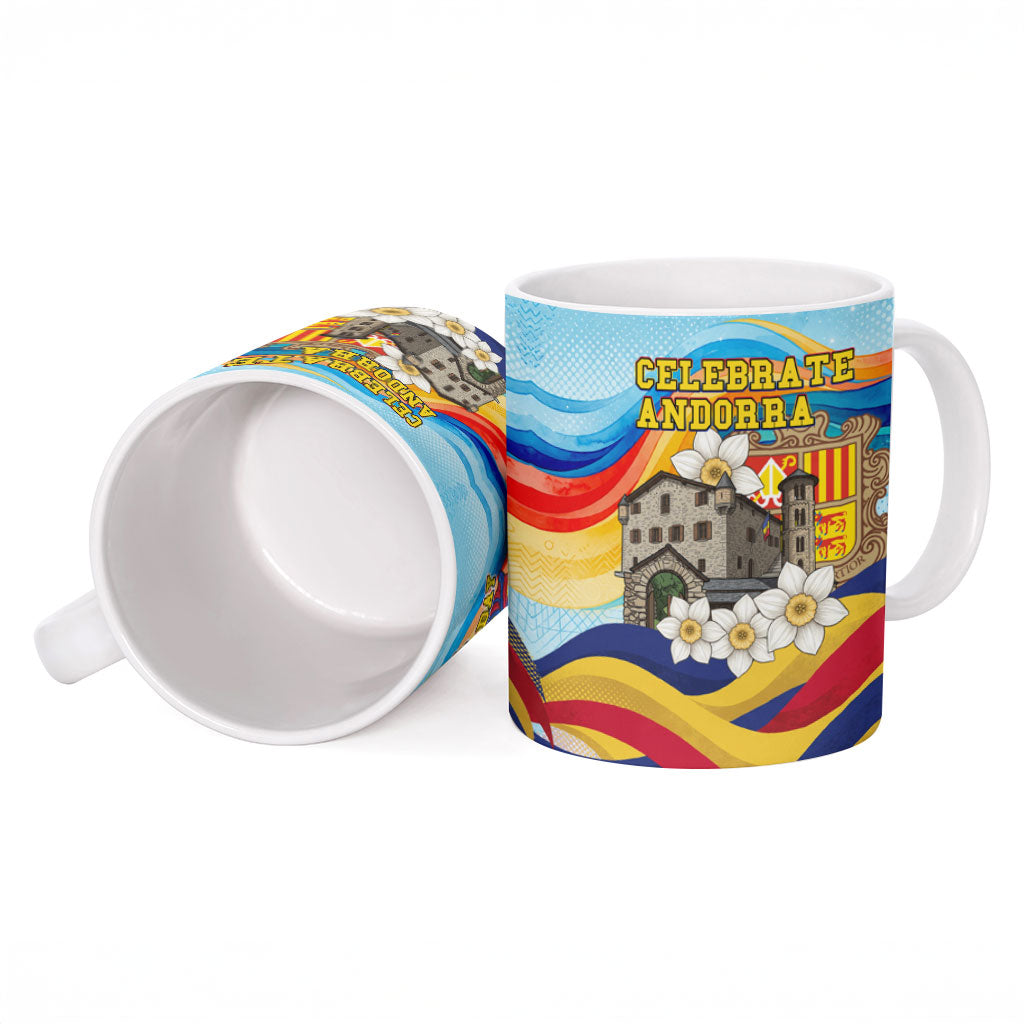 Andorra National Day Ceramic Mug Coat Of Arms Daffodil Flower Cultural Heritage
