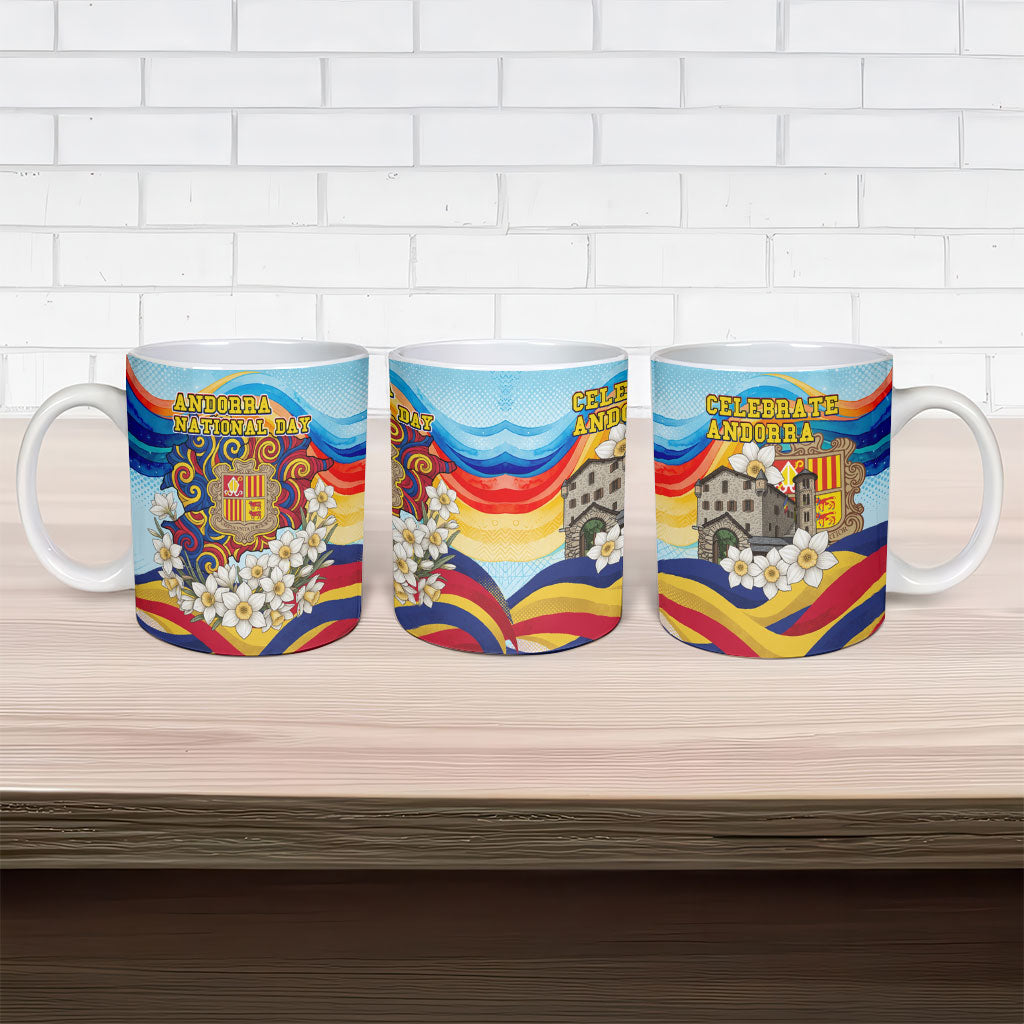 Andorra National Day Ceramic Mug Coat Of Arms Daffodil Flower Cultural Heritage