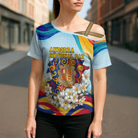 Andorra National Day Cross Shoulder Shirt Coat Of Arms Daffodil Flower Cultural Heritage