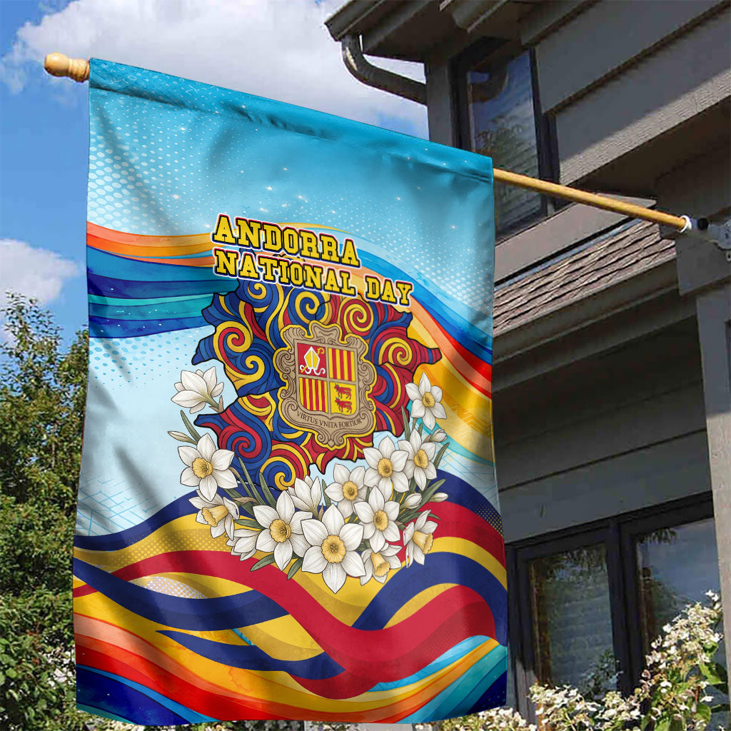 Andorra National Day Garden Flag Coat Of Arms Daffodil Flower Cultural Heritage