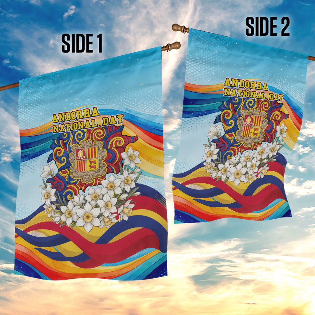 Andorra National Day Garden Flag Coat Of Arms Daffodil Flower Cultural Heritage