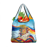 Andorra National Day Grocery Bag Coat Of Arms Daffodil Flower Cultural Heritage
