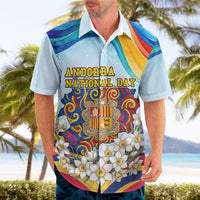 Andorra National Day Hawaiian Shirt Coat Of Arms Daffodil Flower Cultural Heritage