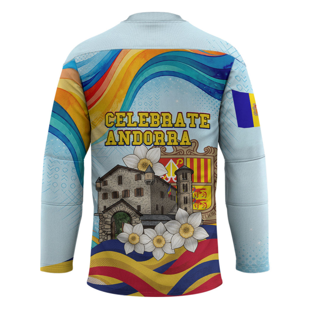 Andorra National Day Hockey Jersey Coat Of Arms Daffodil Flower Cultural Heritage