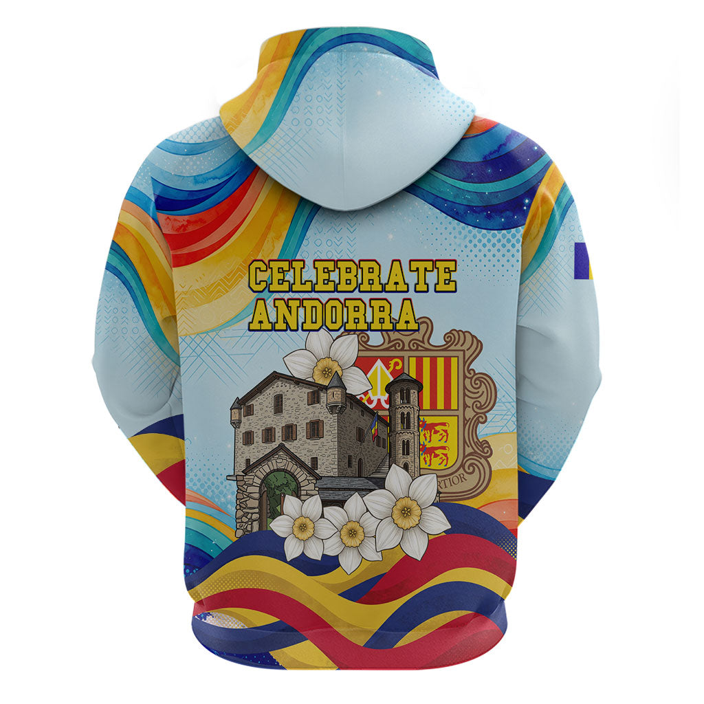 Andorra National Day Hoodie Coat Of Arms Daffodil Flower Cultural Heritage