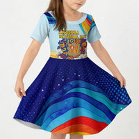 Andorra National Day Kid Short Sleeve Dress Coat Of Arms Daffodil Flower Cultural Heritage