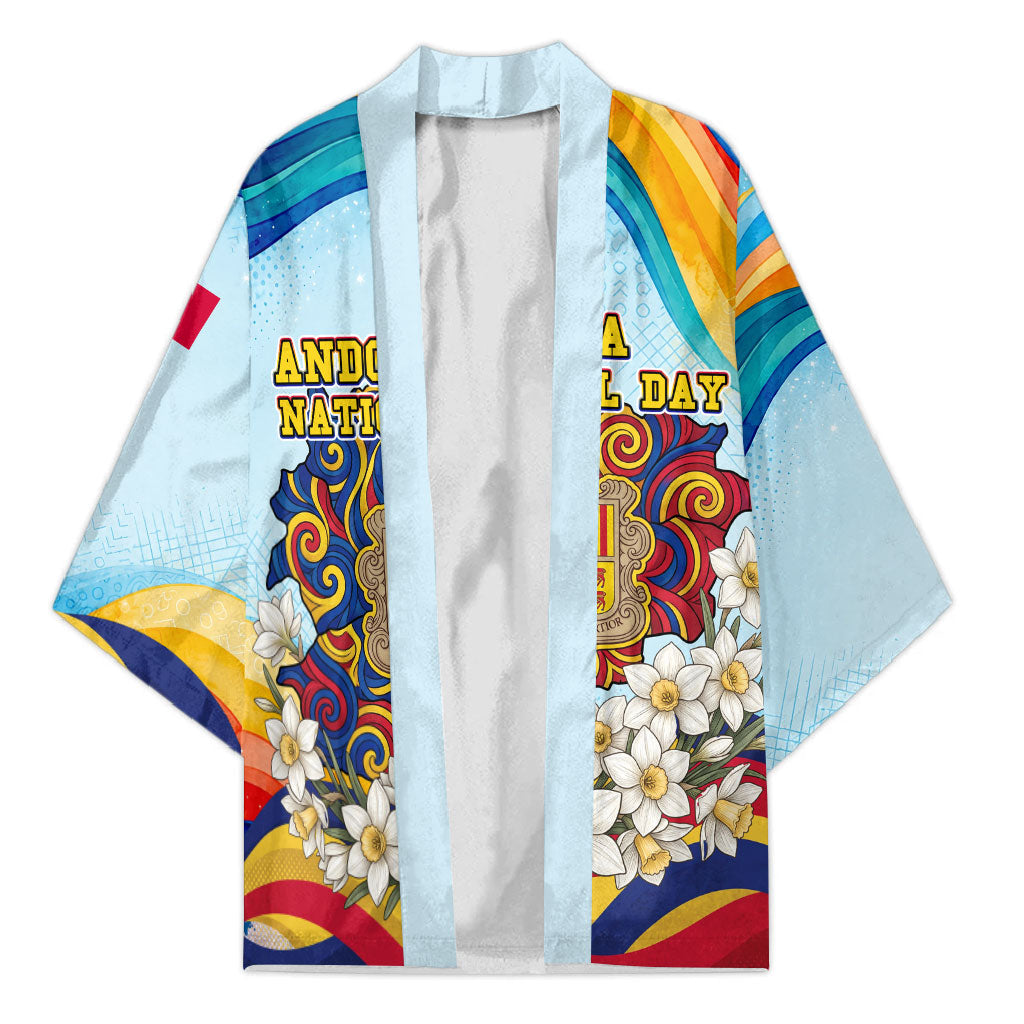 Andorra National Day Kimono Coat Of Arms Daffodil Flower Cultural Heritage