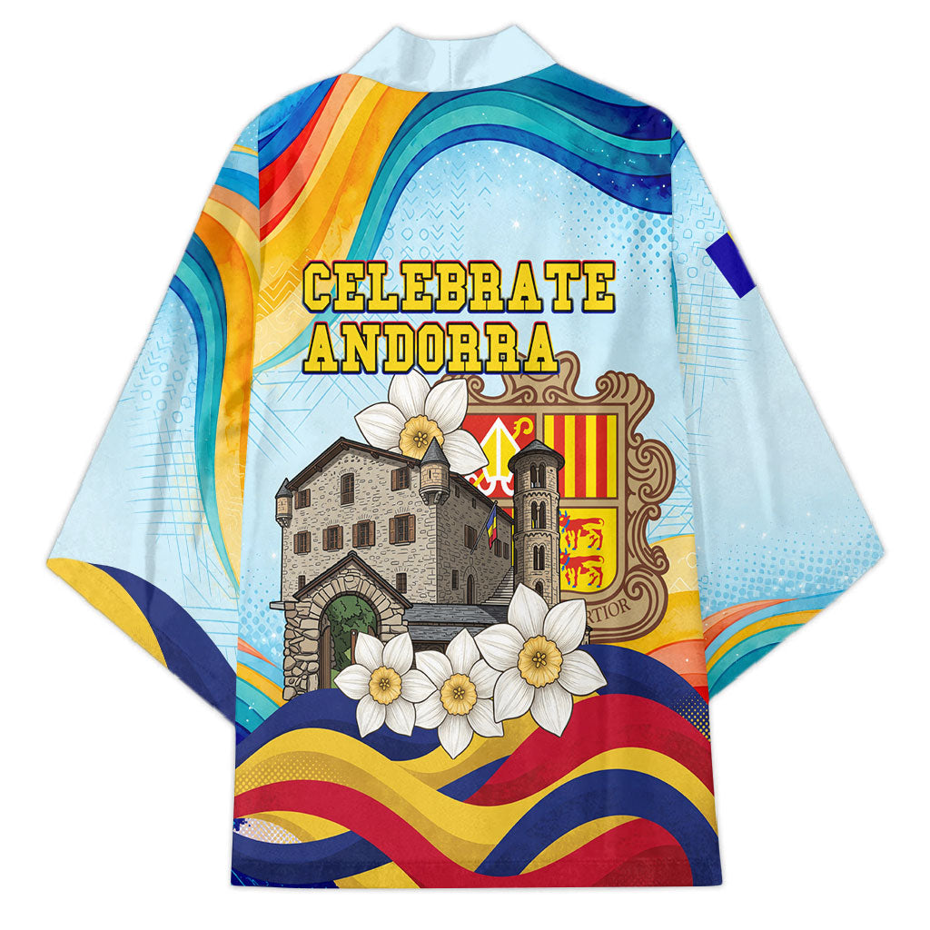 Andorra National Day Kimono Coat Of Arms Daffodil Flower Cultural Heritage