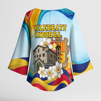 Andorra National Day Kimono Sleeve Blouse Coat Of Arms Daffodil Flower Cultural Heritage