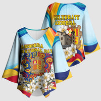 Andorra National Day Kimono Sleeve Blouse Coat Of Arms Daffodil Flower Cultural Heritage