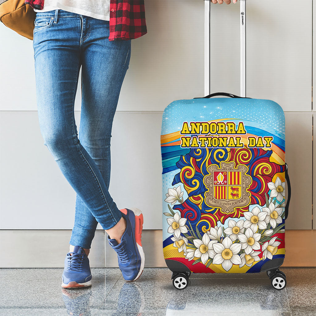 Andorra National Day Luggage Cover Coat Of Arms Daffodil Flower Cultural Heritage