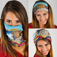 Andorra National Day Neck Gaiter Coat Of Arms Daffodil Flower Cultural Heritage
