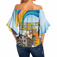 Andorra National Day Off Shoulder Wrap Waist Top Coat Of Arms Daffodil Flower Cultural Heritage