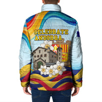 Andorra National Day Padded Jacket Coat Of Arms Daffodil Flower Cultural Heritage