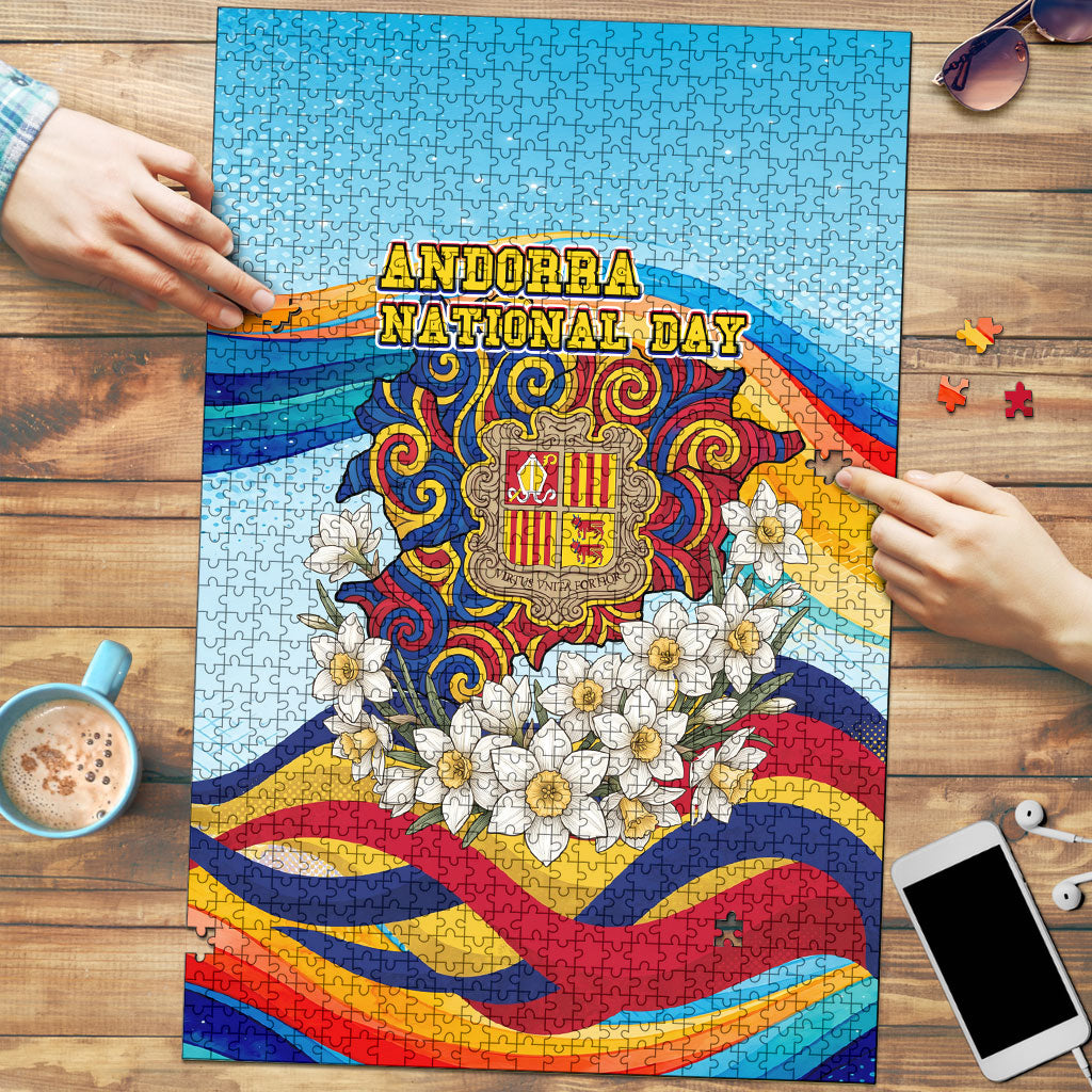 Andorra National Day Puzzle Coat Of Arms Daffodil Flower Cultural Heritage