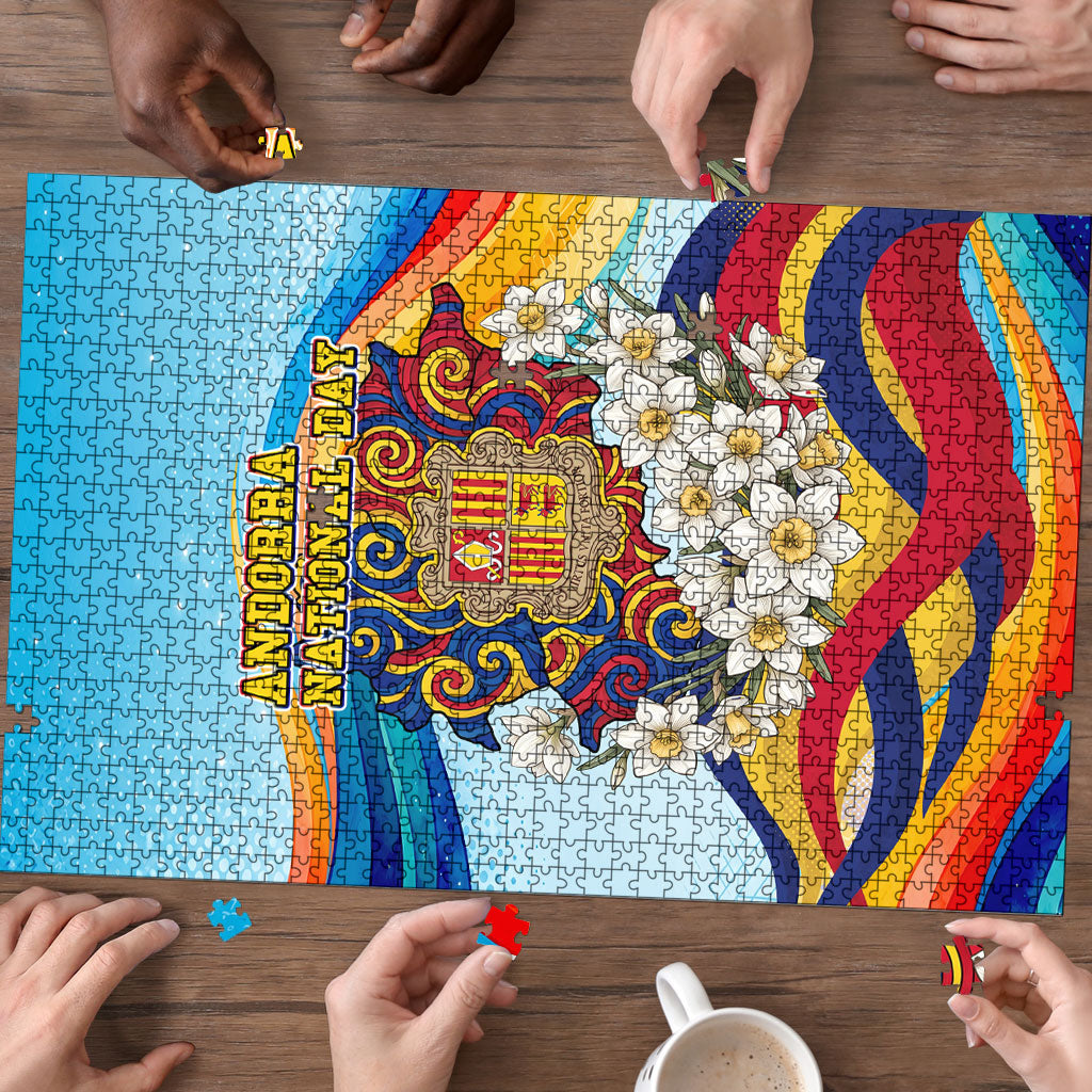 Andorra National Day Puzzle Coat Of Arms Daffodil Flower Cultural Heritage