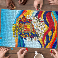 Andorra National Day Puzzle Coat Of Arms Daffodil Flower Cultural Heritage