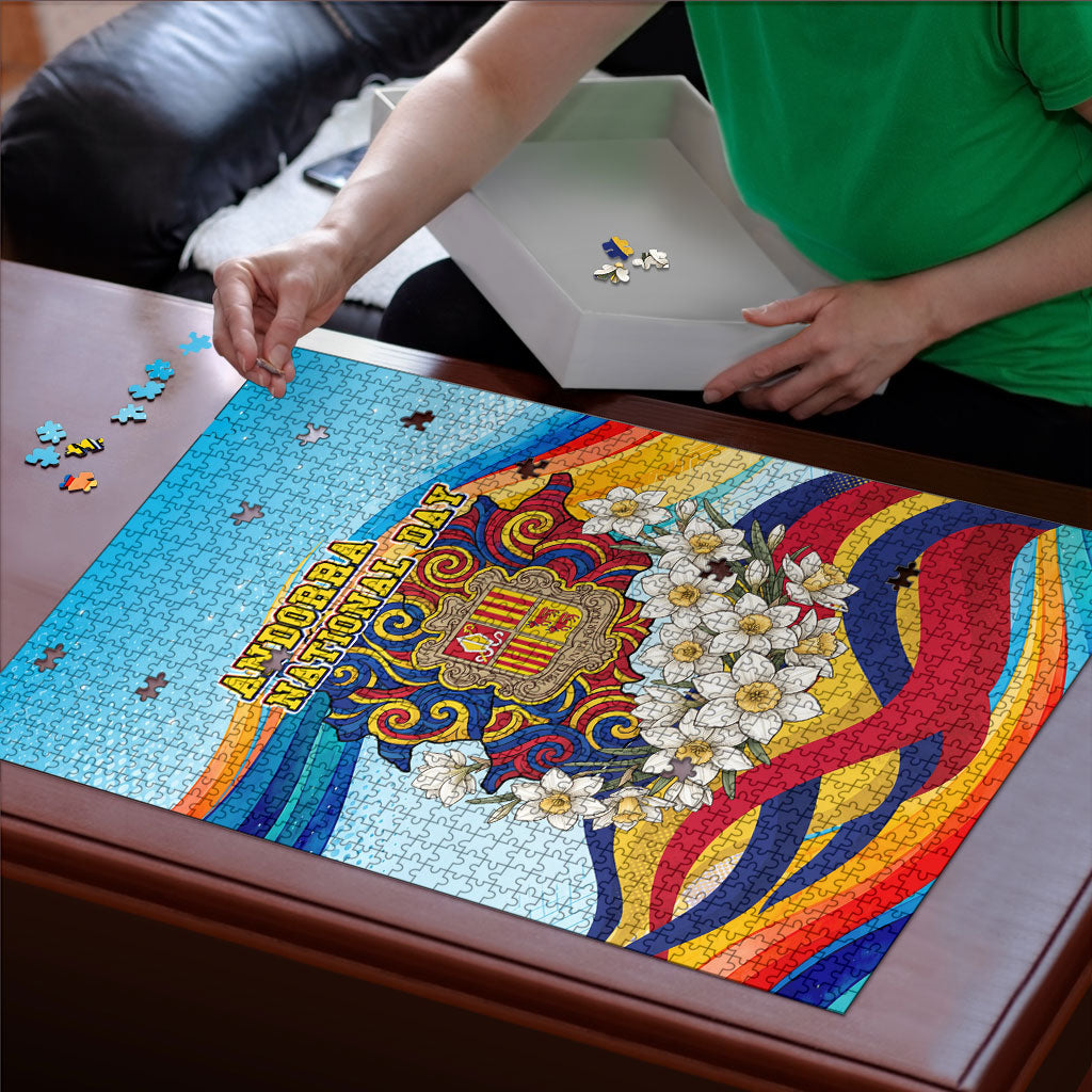Andorra National Day Puzzle Coat Of Arms Daffodil Flower Cultural Heritage