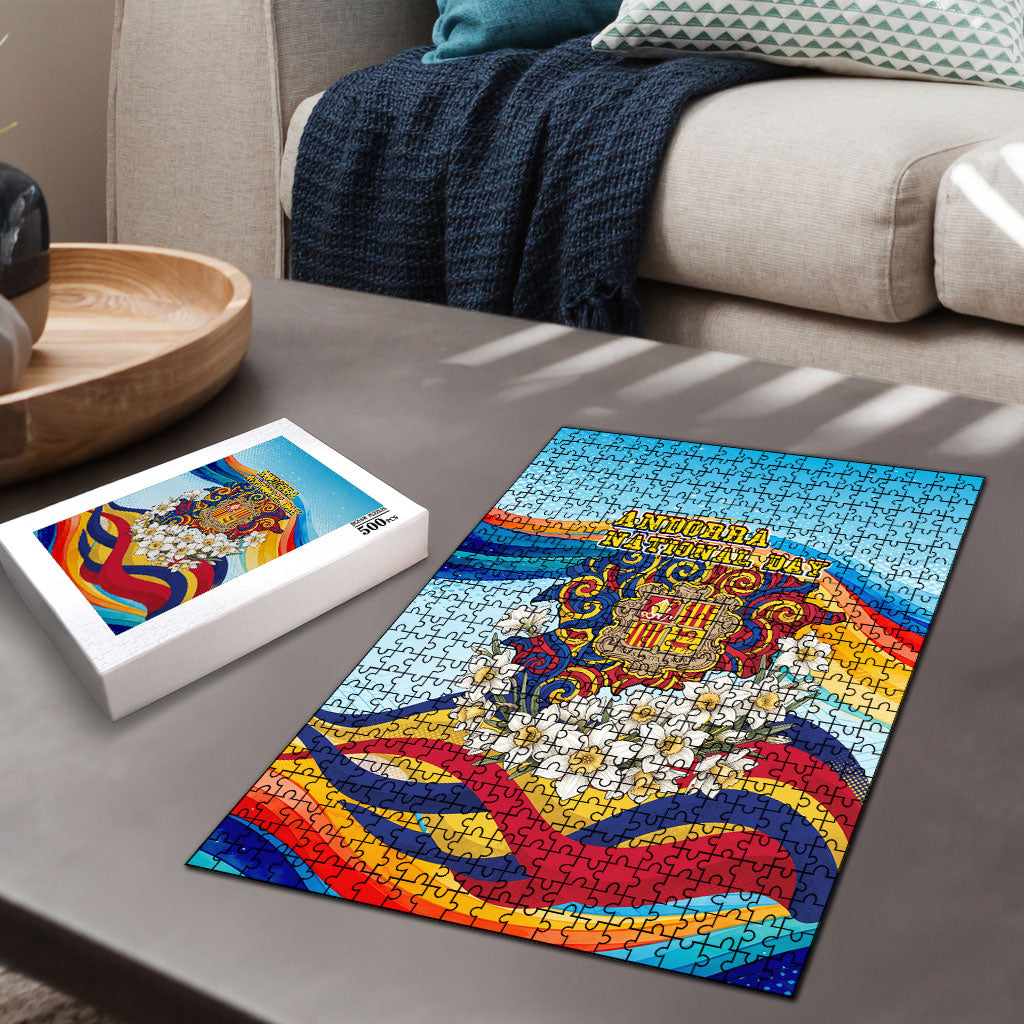 Andorra National Day Puzzle Coat Of Arms Daffodil Flower Cultural Heritage
