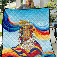 Andorra National Day Quilt Coat Of Arms Daffodil Flower Cultural Heritage