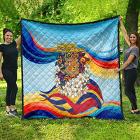 Andorra National Day Quilt Coat Of Arms Daffodil Flower Cultural Heritage