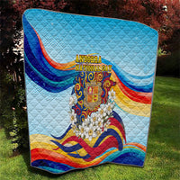 Andorra National Day Quilt Coat Of Arms Daffodil Flower Cultural Heritage