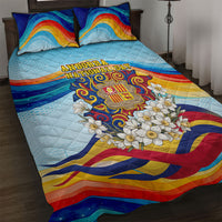Andorra National Day Quilt Bed Set Coat Of Arms Daffodil Flower Cultural Heritage