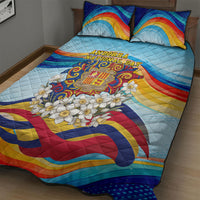 Andorra National Day Quilt Bed Set Coat Of Arms Daffodil Flower Cultural Heritage