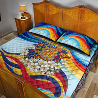 Andorra National Day Quilt Bed Set Coat Of Arms Daffodil Flower Cultural Heritage
