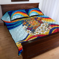 Andorra National Day Quilt Bed Set Coat Of Arms Daffodil Flower Cultural Heritage