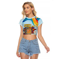 Andorra National Day Raglan Cropped T Shirt Coat Of Arms Daffodil Flower Cultural Heritage