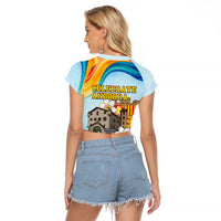 Andorra National Day Raglan Cropped T Shirt Coat Of Arms Daffodil Flower Cultural Heritage