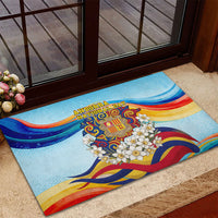 Andorra National Day Rubber Doormat Coat Of Arms Daffodil Flower Cultural Heritage