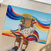 Andorra National Day Rubber Doormat Coat Of Arms Daffodil Flower Cultural Heritage