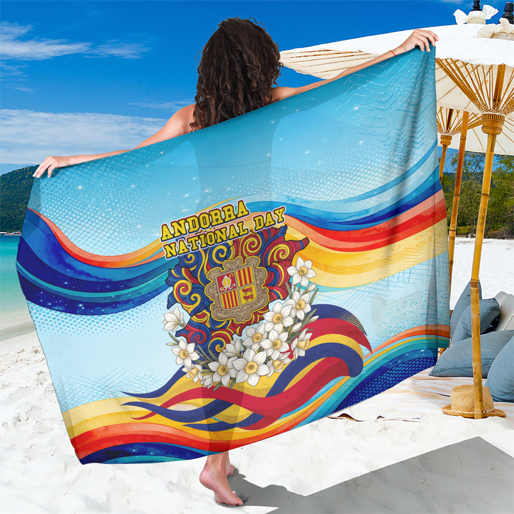 Andorra National Day Sarong Coat Of Arms Daffodil Flower Cultural Heritage