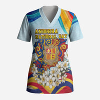 Andorra National Day Scrub Top Coat Of Arms Daffodil Flower Cultural Heritage
