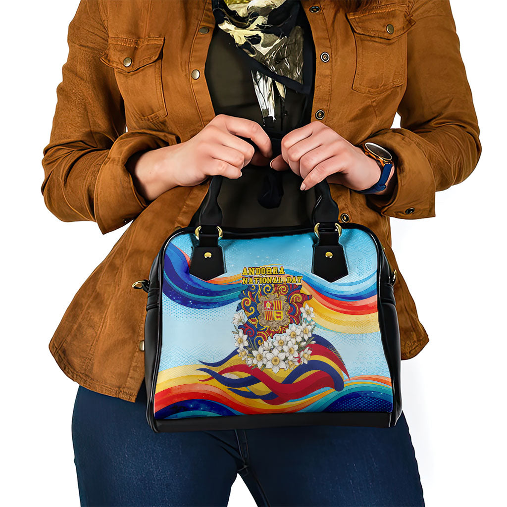 Andorra National Day Shoulder Handbag Coat Of Arms Daffodil Flower Cultural Heritage