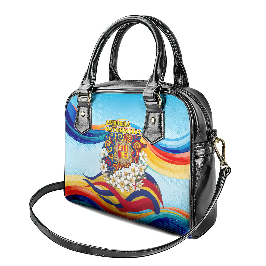 Andorra National Day Shoulder Handbag Coat Of Arms Daffodil Flower Cultural Heritage