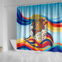 Andorra National Day Shower Curtain Coat Of Arms Daffodil Flower Cultural Heritage