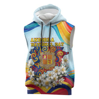 Andorra National Day Sleeveless Hoodie Coat Of Arms Daffodil Flower Cultural Heritage
