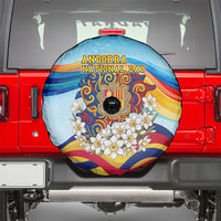 Andorra National Day Spare Tire Cover Coat Of Arms Daffodil Flower Cultural Heritage