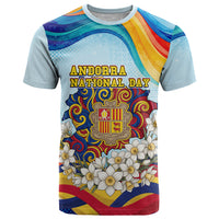 Andorra National Day T Shirt Coat Of Arms Daffodil Flower Cultural Heritage